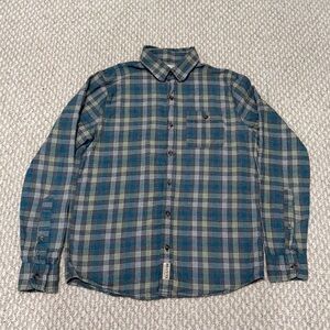 Hollister Casual Button Down Shirt in Blue and Green Plaid